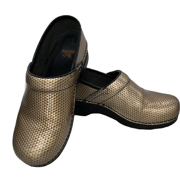 Dansko Gold Geometric Pattern Clogs - Picture 1 of 7